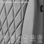CAR PASS Piping Luxury PU Leather Two Front Car Seat Covers, Waterproof Anti Slip Seat Covers Compatible with Front Seat Armrests,Universal Fit for Suvs,Vans,Trucks,Airbag Compatible(All Gray)