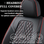 Coverado Car Seat Covers Full Set, Automotive Front and Rear Seat Covers with Backrest, Nappa Leather Car Seat Protectors Waterproof, Universal for Most Vehicles,Black