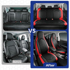 Skechers Memory Foam Car Seat Covers, Leather High Back Seat Covers Quilting Design,Waterproof Sports Car Seat Covers Full Sets,Airbag Compatible, Universal Fit for Most Cars, SUVs,Trucks,Red