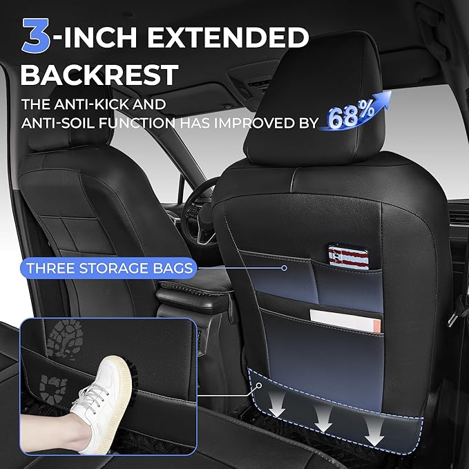 1:1 Custom Car Seat Covers Fit for Toyota RAV4 2019 2020 2021 2022 2023 2024 2025 2026 LE/XLE/XLE Premium/Limited (NOT for Hybrid) Full Set Faux Leather Waterproof Seat Protectors(5-Seater, Black)