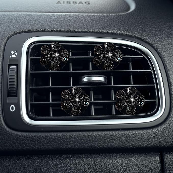 5 Pcs Car Vent Clip,Bling Flower Air Fresheners Vent Clips,Car Diffuser Rhinestone Car Interior Decoration Charm Accessories