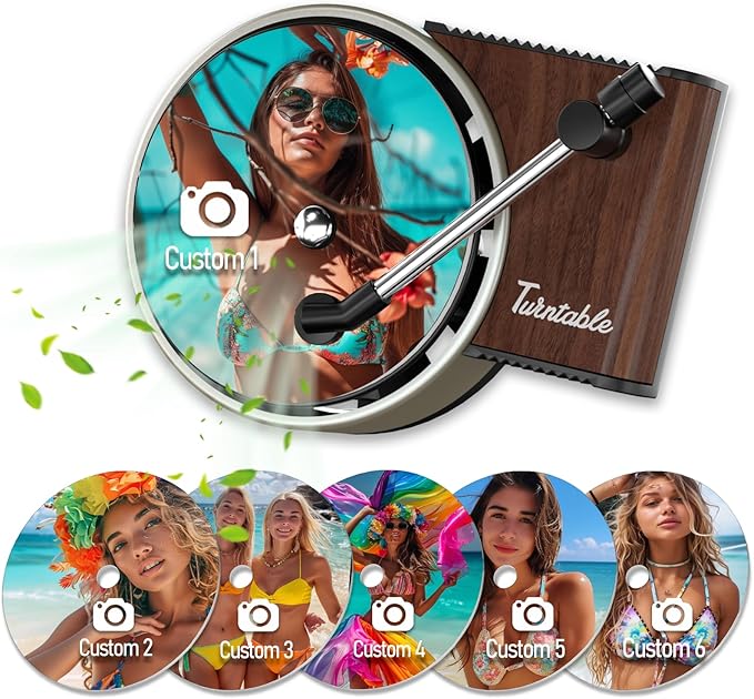 Personalized Customized Photo Car Air Freshener，Double Sided Customized Car Fresheners，Custom Air Fresheners With Picture for Boyfriend、Dad、Mom、Music Lovers.(6pcs beach)