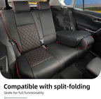 Lolcar RAV4 Seat Covers Custom Fit for Toyota RAV4 2019 2020 2021 2022 2023 2024 2025 LE,XLE,XLE Premium,Limited,Airbag Compatible,Seat Cover Full Set for SUV, Waterproof Leather（Black with Red Trim）