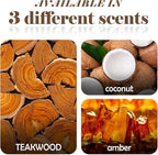 Wood Car Air Freshener - Long Lasting Teak Scent Starter Kit, Essential Oils, Metal Clip. Car Odor Eliminator with Clean Ingredients, Auto Accessories.