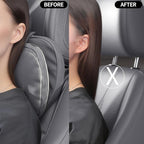 Car Headrest Pillow for Driving, Dual-Sided Leather Design Neck Pillow, Breathable Softness Neck Support, Universal Fit Head Rest Travel Pillow, Gray, 1 Pack