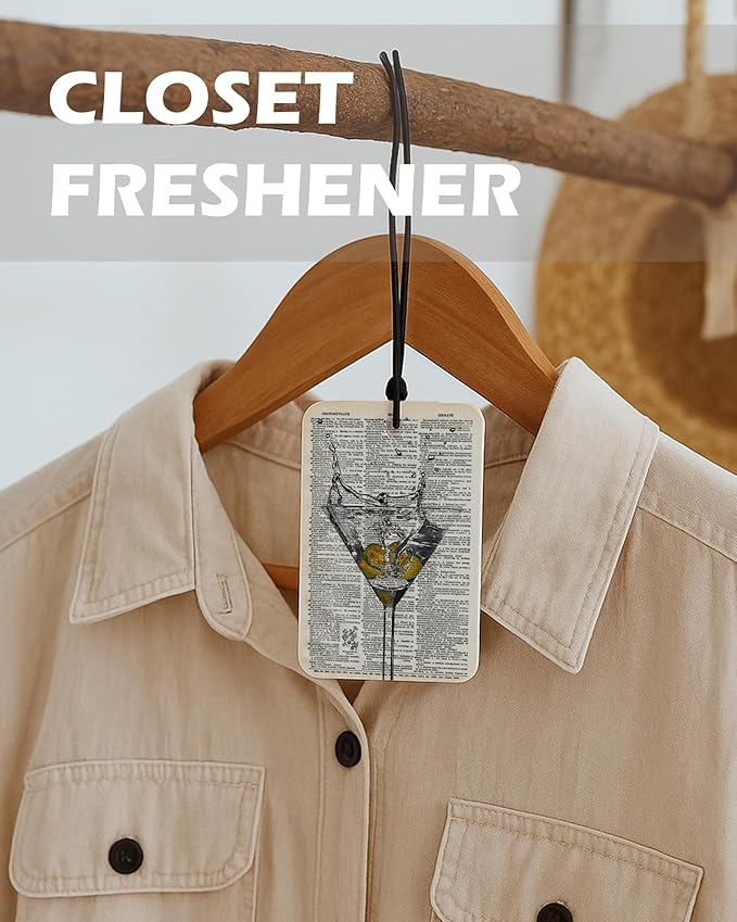 Trendy Retro Wine Cologne Car Air Freshener 4 Pcs, Funky Classic Cocktail Whisky Wine Hanging Air Freshener for Cars Bathroom Dorm Books Decor, Vintage Accessories Gifts for Women Girls Men