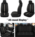 Breathable Premium Car Seat Covers Front Set，3D Air-Mesh Seat Covers for Cars，Comfortable Safety Airbag Compatible，Universal for Most Cars Sedan Truck SUV(Black/Beige)