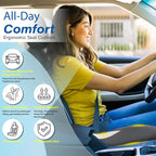 Car Seat Cushion: Ergonomic Memory Foam Car Cushion for Sciatica Pain Relief, Larger Driving Seat Pillow for Short Drivers on Long Drives - Butt Pillow for Truck, Office, Wheelchair - Gray