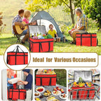 PEASUG 2Pcs Insulated Bags for Food Delivery, XXXL Pizza Delivery Bags, Large Capacity Cooler Bag Keep Food Warm for Grocery Shopping and Catering, Foldable, Heavy-Duty (Red)