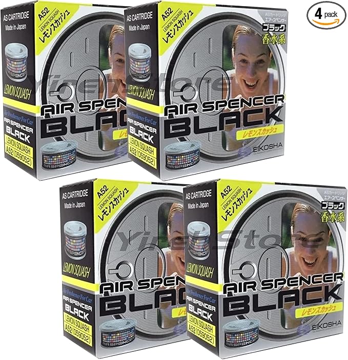 Eikosha Air Spencer Black Lemon Squash (A52) 4-packs, Heavy Duty, Last Long, JDM Japan Car Air Freshener