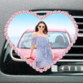 Personalized Car Air Freshener with Photo – Custom Rhinestone Vent Clip & Heart-Shaped Acrylic Picture Frame for Car Interior Decoration Accessories (Pink, One Size)