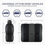 Skechers Air-Cooled Memory Foam Seat Covers,Mesh Thick Car Seat Covers,Piping Leather Car Seat Cover,Airbag Compatible,Automotive Comfort for Most Cars, Vans, Trucks, SUV(Blue,Full Set)