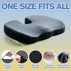 Mureon Seat Cushion for Office Chairs, Large Memory Foam Cushion for Car, Pressure Relief Ergonomic Chair Cushion with Non-Slip Cover for Soft Support for Hip All Day Comfort - Navy