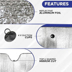 EcoNour Accordion Truck Windshield Sun Shade | Foldable Sun Visor with 4 Suction Cups | Reflective Automotive Windshield Shade Blocks UV Rays&Heat |Window Sun Blocker for Cool Interior - 66" x 31"