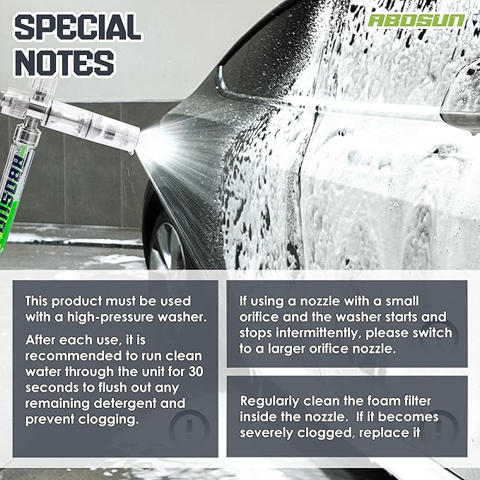 Foam Cannon Pro for Pressure Washer, Thick Snow Foam Sprayer with 5 Nozzle Tips, 1/4" Quick Connect for Thick Sudsy Wash (White)