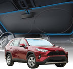 2025 Upgraded Zanch Car Front Windshield Sun Shade - Ultimate UV Protection & Heat Reductionlinnovative No-Light Leakage TechnologylFoldable DesignlPerfect Fit for Sedans Mini SUVs, Medium(64"X32")