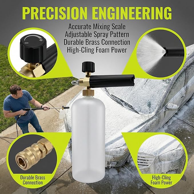 Foam Cannon for Sun Joe SPX Series Electric Pressure Washers,Replacement for SPX-FC34-PRO, 34 Oz, Adjustable Spray Nozzle