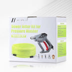 M MINGLE Sewer Jetter Kit for Pressure Washer 50 FT, Drain Cleaner Hose with Power Washer Gun, 1/4 Inch NPT Corner Rotating and Button Nose Sewer Jetting Nozzle, Orifice 4.0, 4.5