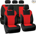 FH Group Automotive Car Seat Covers Full Set Premium 3D Air Mesh Front Seat Covers, Airbag Compatible & Split Bench Cover Universal Fit Interior Accessories for Cars Trucks and SUVs - Red