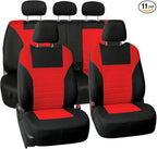 FH Group Automotive Car Seat Covers Full Set Premium 3D Air Mesh Front Seat Covers, Airbag Compatible & Split Bench Cover Universal Fit Interior Accessories for Cars Trucks and SUVs - Red