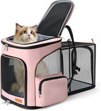 Lekereise Pet Carrier Backpack Expandable Cat Backpack for Small Dogs Cats, Dog Backpack Bag with Breathable Mesh, Pink