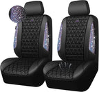 CAR PASS Bling Diamond Air Mesh Seat Cover Front Seats,Leather Seat Covers for Car Shining Glitter Sparkly,Automotive seat covers Universal Fit SUV Truck Cute Women Girl,Bedazzed Iridescent Rhinestone