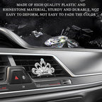 2 PCS Bling Car Air Vent Clips, Crystal Rhinestone Crown Vent Decorative Air Freshener Clips, Sparkly Diamond A/C Outlet Aroma Diffuser Clip for Vehicles, Car Accessories (White)