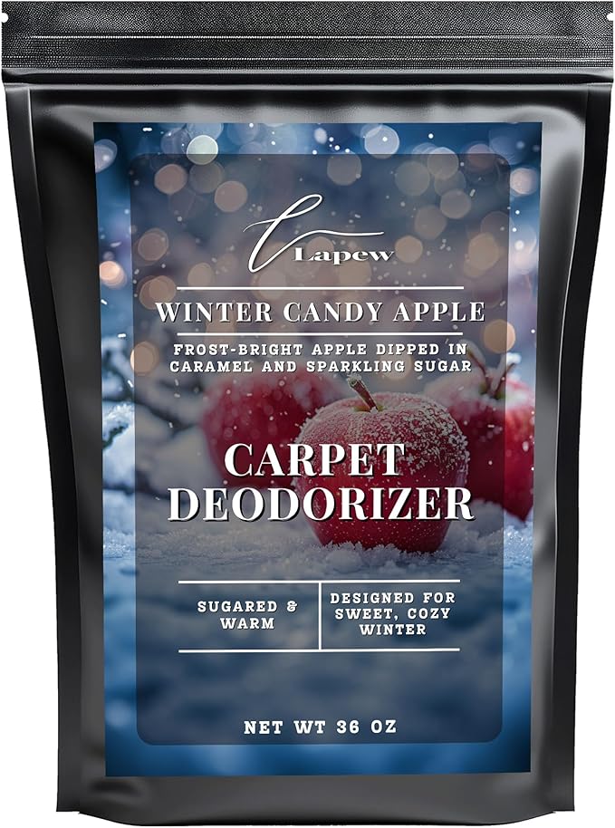Lapew Winter Candy Apple Carpet Deodorizer Powder - Pet Safe Freshener for Vacuuming | Scented Odor Eliminator for Home | 36 oz