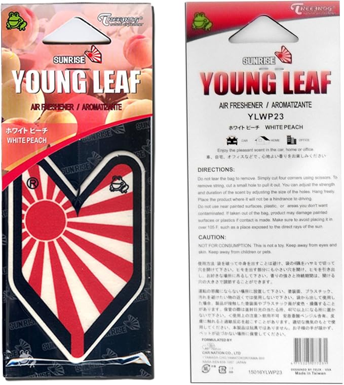 YLWP93 Japan Tree Frog Peach Scents JDM Air Freshener, White, 1 Box, 24 Piece