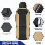 Skechers Memory Foam Seat Covers,Leather Car Seat Covers, Ultimate Comfort & Support Seat CoversFull Sets,Airbag Compatible, Automotive Universal Fit Most for SUVs, Vans, Sedans, Cars, Trucks,Beige