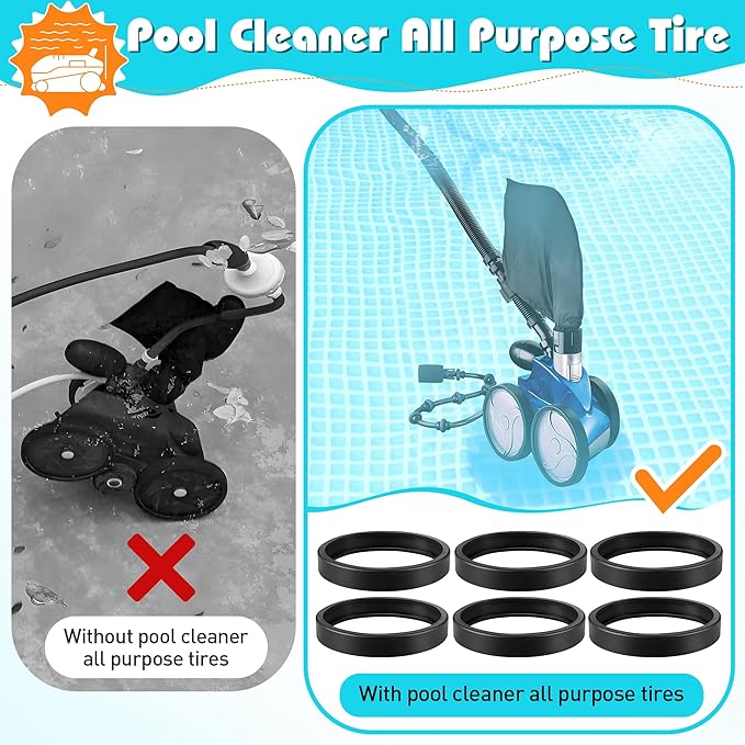 6 Pcs Pool Cleaner All Purpose Tire Replacement Part Compatible with Polaris 280 360 380, TR35P, TR36P, C11 C-11, C11 Replacement Tire for Pool Cleaner