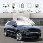 Windshield Sun Shade Custom Fit for 2019 2020 2021 2022 2023 2024 2025 Cadillac XT4 Accessories Foldable Sunshade Sun Blocker Protect Car from Sun Rays & Heat Damage Keep Car Cooler