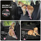 Pawaboo Dog Car Seat Belt– Reflective & Adjustable Dogs Cars Harness Leash with 360° Lockable Buckle, Shockproof Dogs Tether Bungee for Safe Travel, Pink Camouflage