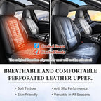Coverado Seat Covers Full Set, Black Seat Covers for Cars 5 Seats, Car Seat Protector, Waterproof Nappa Leather Car Seat Cushion, Front and Rear Car Seat Cover Fit for Most Sedans SUV Pick-up Truck