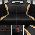 CAR PASS Line Rider Leather Car Seat Covers Sporty Car Seat Covers Full Set,5mm Composite Sponge,Airbag Compatible,Universal Fit 95% Automotive SUV Sedan(Black Beige)