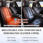 Coverado Car Seat Covers Full Set, Seat Covers for Cars, Black Car Seat Protector Waterproof, Nappa Leather Car Seat Cushion, Car Seat Covers Front Seats and Back Fit for Most Cars