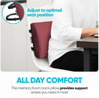 FORTEM Lumbar Support Pillow for Office Chair, Lumbar Support Pillow for Car, Back Rest for Gaming, Memory Foam Pillow, Desk Chair Cushion, Breathable & Washable Cover, Adjustable Straps