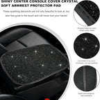 Bling Car Armrest Cover, 11.8"×8.5" Crystal Rhinestone Auto Center Console Protective Cover, Bling Charming Arm Rest Cushion Pad for Most Cars SUVs Trucks, Car Accessories (Black)