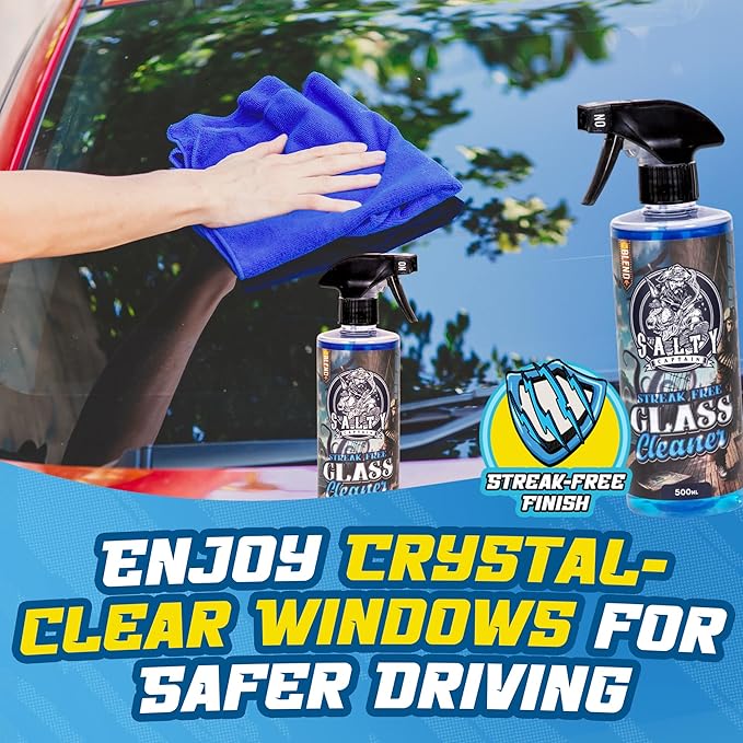 Salty Captain Ultimate 15-Piece Car Cleaning Kit – Car Wash Kit with 15L Bucket, Hand Mitt Towels, Brushes & 4x Cleaning Fluids – Includes Foam Blaster Gun – Premium Quality & Easy to Use