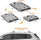 WILDROAD Roof Rack Cargo Basket, Upgraded 4” Fence Wide Car Roof Basket Combo, 84"x 50"x 4" Universal Roof Cargo Carrier Basket with Cargo Bag, Cargo Net and Ratchet Straps Fits for SUV Truck Cars
