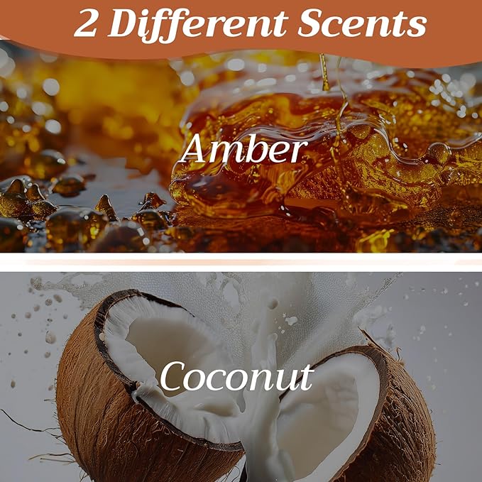 2 Pcs Wood Car Air Freshener Starter Refill Kit Car Odor Eliminator, Scent Deodorizer Vehicle Scent Diffuser for Cabin, Truck & Suv Visor Clip, No Clip Included(Amber, Coconut)