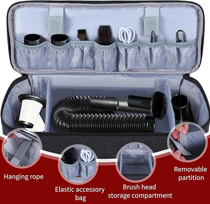 Carrying Bag Compatible with MONOZEL Car Vacuum Portable Cordless,Portable Carry Case for 18000Pa 2 in 1 Vacuum Cleaner,Handheld Vacuum Cordless Storage Organizer,Large Capacity(Bag Only)