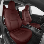AOMSAZTO Seat Covers for Model 3 2017-2023-Full Set Leather Waterproof Car Seat Covers Airbag-Ready Design Custom Fit for Tesla Model 3(with Armrest & Rear Door Pads Cover)-Wine Red
