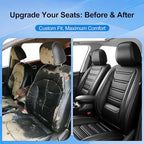 Fit Mazda 6 Car Seat Covers (Front Pair) for Select Mazda 6 2007-2021, Premium Full Coverage Leather, Airbag Compatible, Luxury Waterproof All Weather Breathable Seat Cushion Protector, Black