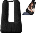HIGOGOGO Washable Travel Pillow, Car Pillow for Kids & Adults, Travel Pillows with Removable Soft Cover and High-Support Foam, Fix Neck and Body Sitting/Sleeping on The Trip, Black