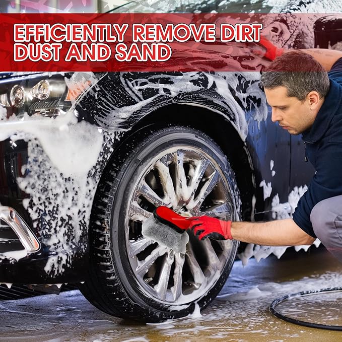 LemonRoad 2 Pack Car Wash Brushes Wheel Cleaner and Tire Brush for Car Detailing Bristle Fender Cleaning Supplies 10.3 inch Short Handle for Rim Carpet Truck SUV Moto RV Motorcycle