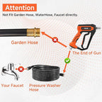 Pressure Washer Gun and Hose Kit, 50 FT High Power Washer Hose with Replacement Wand Extension, 5 Nozzle Tips, M22 Fitting