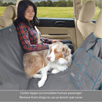 Kurgo Heather Hammock - Full Seat Dog Hammock for Secure Pet Travel - Waterproof & Stain Resistant Cover - Backseat Divider - Dog Car Seat Protector - Heather Gray