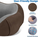 CloudBliss Travel Pillow Premium Memory Foam, Comfortable & Supportive Neck Pillow, Sleeping Neck Pillows for Travel, Airplane Pillow for Sleeping Airplane, Car, Office and Home（Brown）