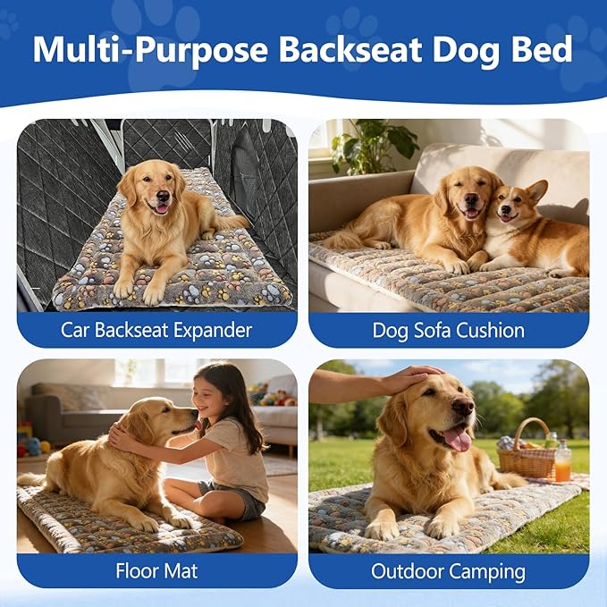 Thickened Dog Bed for Car Back Seat, Upgraded Bottom Non-Slip, Fits Hard Bottom car seat Cover for Dogs, Premium Mixed Color, Dog Car Seat Cover